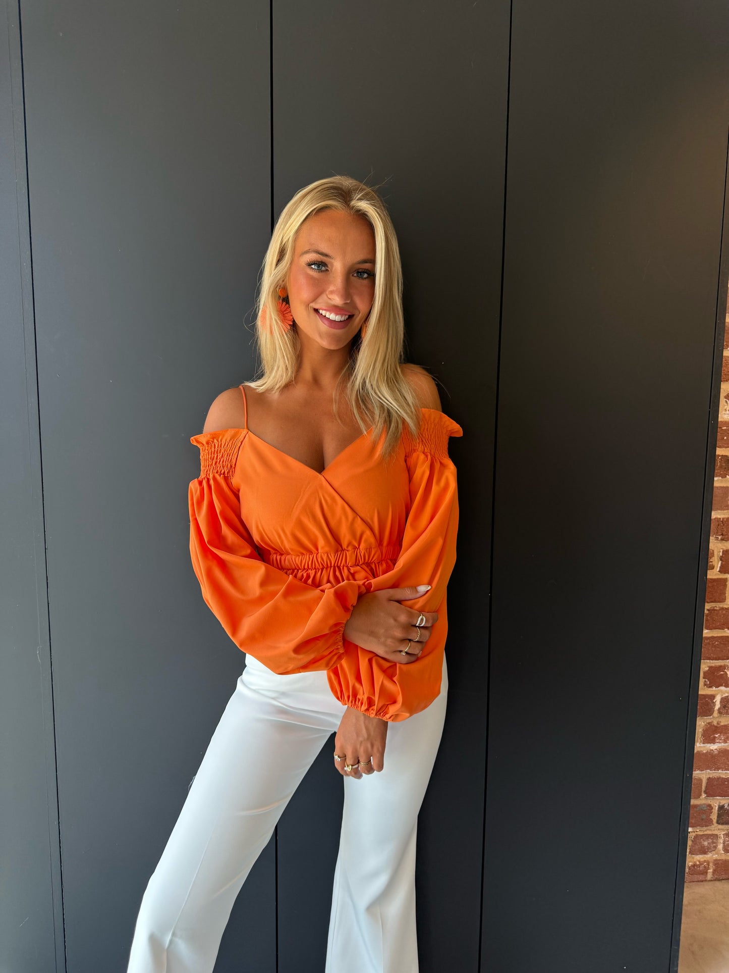 Off shoulder Orange top