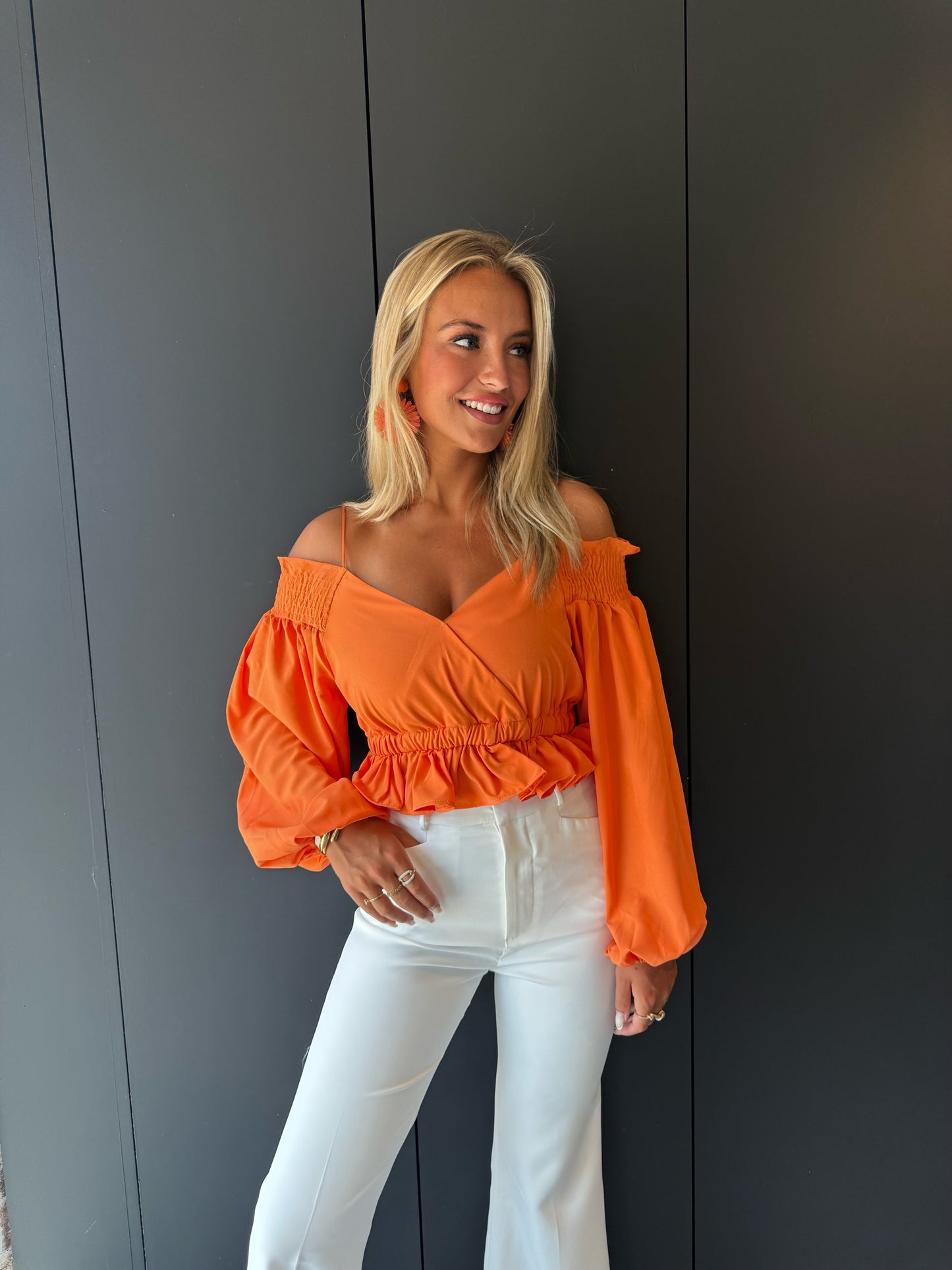 Off shoulder Orange top